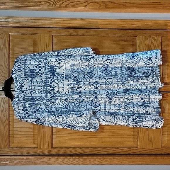 XL Indigo Soul Ikat Print Dress - Picture 2 of 6